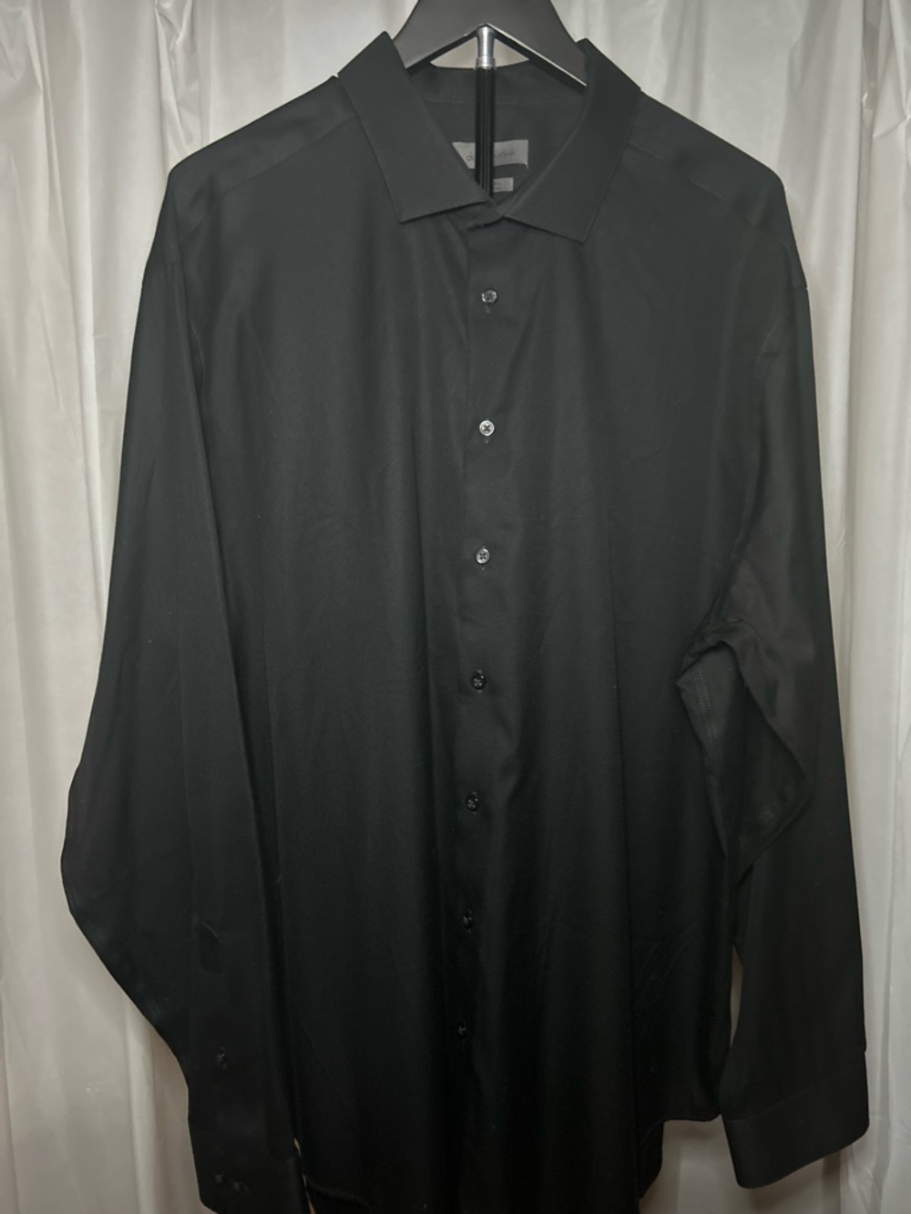 Calvin Klein Solid Black Long Sleeve Dress Shirt